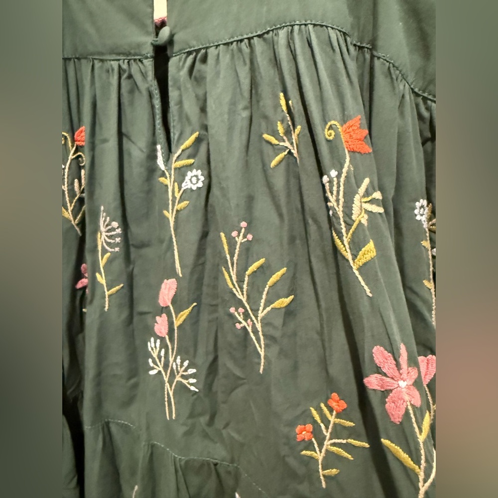 Mi Golondrina Lila Verde Arroyo long embroidered tiered dress size large NWT! - Picture 10 of 12